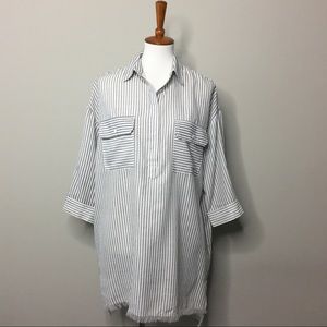 Dress Forum Oversized Striped Raw Edge Tunic